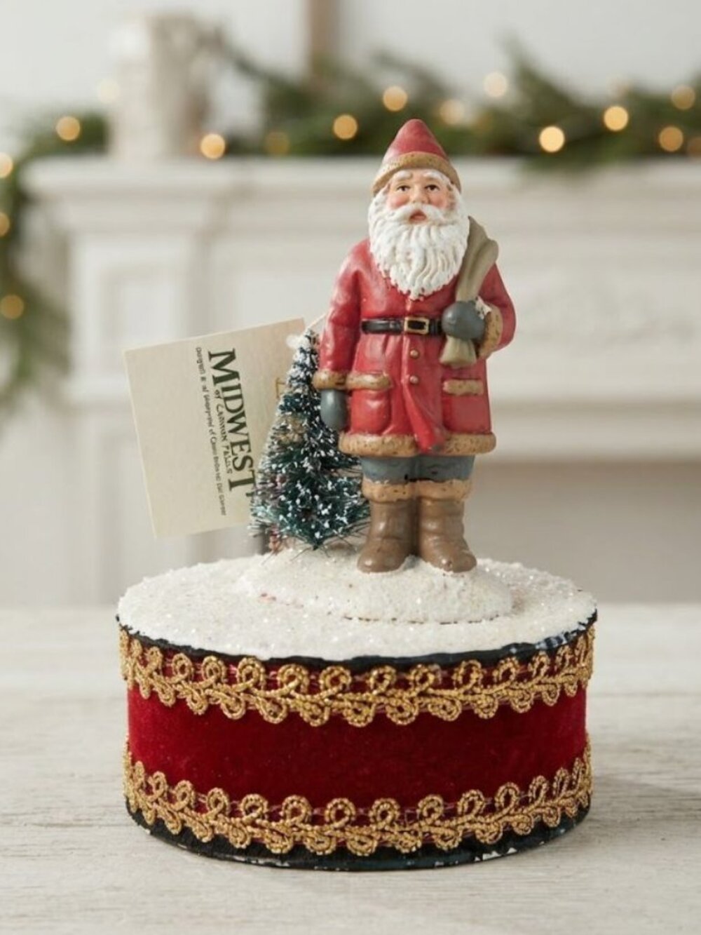 NWT MIDWEST OF CANNON FALLS GLITTER CHRISTMAS HOLIDAY SANTA GIFT BOX 2"X4"